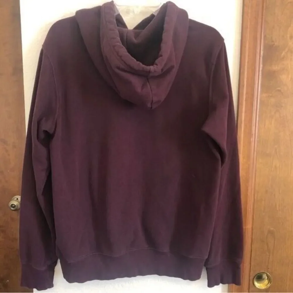 The North Face Men's‎ Maroon Small Fleece Lined Distressed Bear Hoodie Pullover